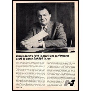 1967 George Hurst Performance Parts Vintage Print Ad $10,000 Check Wall Art
